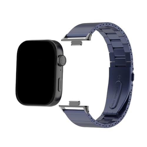 Edelstahl-Uhrengehäuse-Armband for Huawei Watch Fit3 Fit4 Fit4Pro Schutzhülle Armband Gürtel(Blue,For Fit4pro+case) von WUURAA
