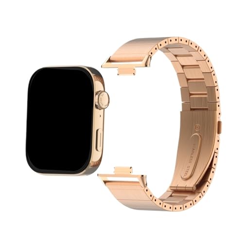 Edelstahl-Uhrengehäuse-Armband for Huawei Watch Fit3 Fit4 Fit4Pro Schutzhülle Armband Gürtel(Rose gold,For Fit3+case) von WUURAA