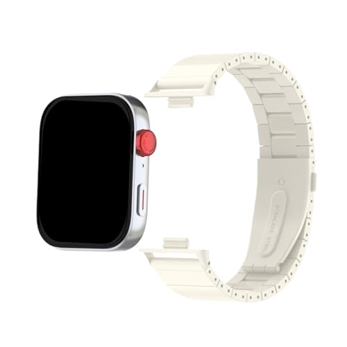 Edelstahl-Uhrengehäuse-Armband for Huawei Watch Fit3 Fit4 Fit4Pro Schutzhülle Armband Gürtel(White,For Fit3+case) von WUURAA