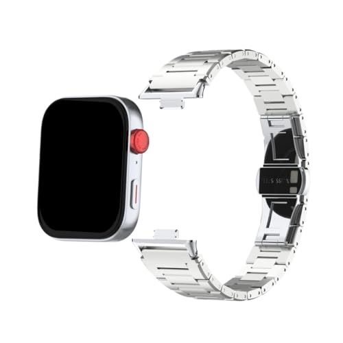 Edelstahl-Uhrengehäusearmband for Huawei Watch Fit3 Fit4 Fit4Pro Armband mit Spezialanschlüssen(Silver,For Fit4+case) von WUURAA
