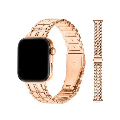 Edelstahlarmband for Huawei Watch Fit4Pro Fit4 Fit3 Spezialverbinder Armband verstellbar(Rose Gold,For FIT 4) von WUURAA