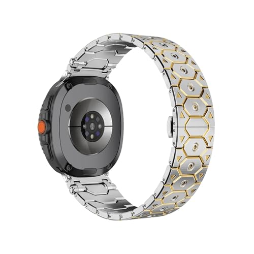 Edelstahlarmband for Samsung Galaxy Watch 8Classic 46mm 8 40mm 44mm Armbänder for Watch Ultra 47mm Band(Silver gold,For Galaxy 8 40 44mm) von WUURAA