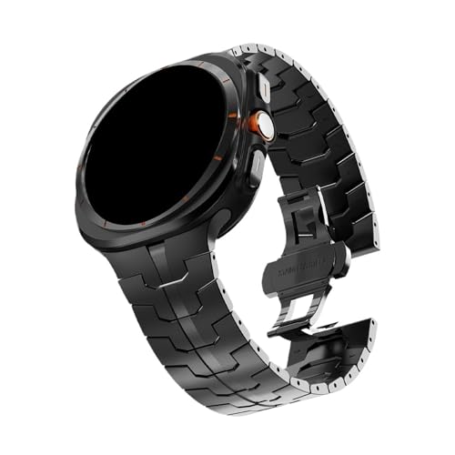 Edelstahlarmband for Samsung Galaxy Watch7 Ultra 47 mm Metallarmband for Samsung Watch FE 7 6 5 4 Ersetztes Band(Black,For Galaxy Ultra 47mm) von WUURAA