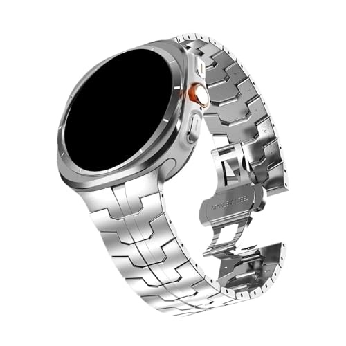 Edelstahlarmband for Samsung Galaxy Watch7 Ultra 47 mm Metallarmband for Samsung Watch FE 7 6 5 4 Ersetztes Band(Silver,For Galaxy 5 pro 45mm) von WUURAA