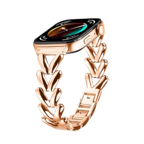 Edelstahlband for Huawei Watch Fit 3 4 Pro, Metall-Stahlbandarmband for Huawei Fit4Pro Fit4 Fit3-Armband(Rose Gold,For Fit 3) von WUURAA