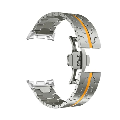 Edelstahlband for Samsung Galaxy Watch 8 40 44mm Ultra 2 Correa Strap for Galaxy Ultra 47mm/8Classic Armband(Ti Orange,For Watch 8 44mm) von WUURAA