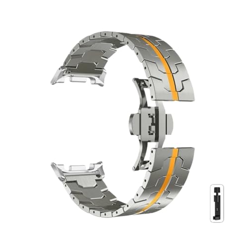 Edelstahlband for Samsung Galaxy Watch 8 40mm 44mm Correa-Armband for Galaxy Watch8 Classic/Ultra 2 Armband(Ti Orange,For Watch Ultra 2-2025) von WUURAA