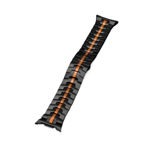 Einteiliges Metallarmband for Samsung Galaxy Watch 8 44 40mm/8Classic 46mm/Ultra2/Ultra 47mm Edelstahl-Business-Band(Black orange,For Galaxy 8 40 44mm) von WUURAA