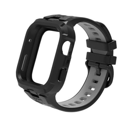 Einteiliges weiches Sportarmbandgehäuse aus Silikon das for Huawei Watch Fit 4/4Pro-Armband, ersetzt atmungsaktives Silikonarmband(Black gray,For fit 4) von WUURAA