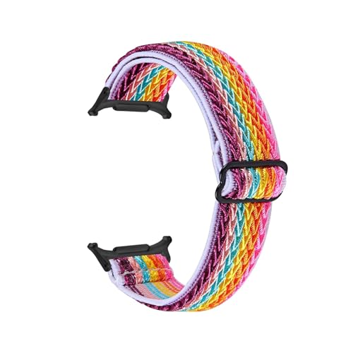 Elastisches Nylonarmband for Samsung Galaxy Watch 8 40mm 44mm Armband for GALAXY Watch 8classic 46mm ersetztes Sportarmband(Black Rainbow,For Watch8 44mm) von WUURAA