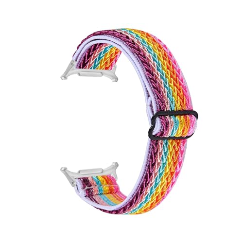 Elastisches Nylonarmband for Samsung Galaxy Watch 8 40mm 44mm Armband for GALAXY Watch 8classic 46mm ersetztes Sportarmband(Silver Rainbow,For Watch8 40MM) von WUURAA