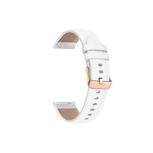 Ersatzarmband for Damen, 20 mm, passend for Huawei Watch GT2 GT3 42 mm GT3 Pro 43 mm, Lederarmband mit Roségold-Schnalle (Color : White, Size : For Huawei GT 3 Pro 43mm) von WUURAA