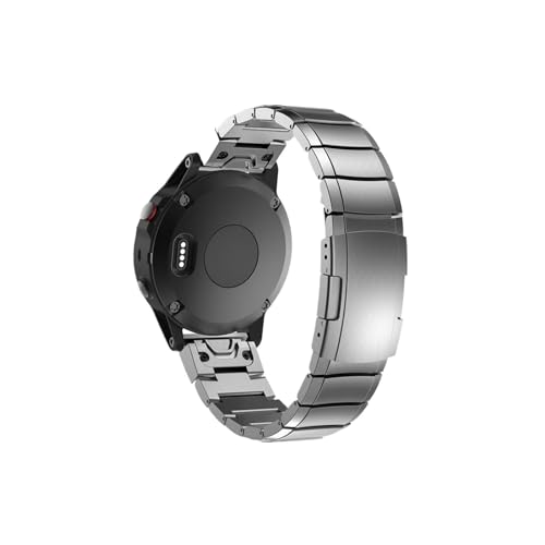 For Garmin 22mm 26mm Quick Fit Titan Metall Uhr Band Armband for Fenix ​​7X 7 6X Pro 5X plus/Instinct/Epix Strap Armband (Color : Titanium gray2, Size : 26mm) von WUURAA