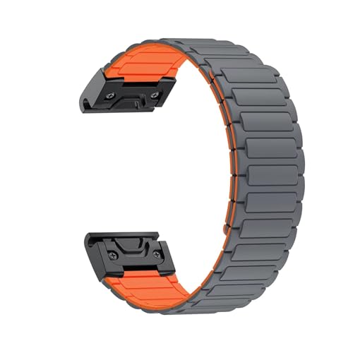 for Garmin Fenix8 51mm 7X 6X Forerunner 965 Silikonarmband(Gray orange,26mm(Fenix 8 51mm)) von WUURAA