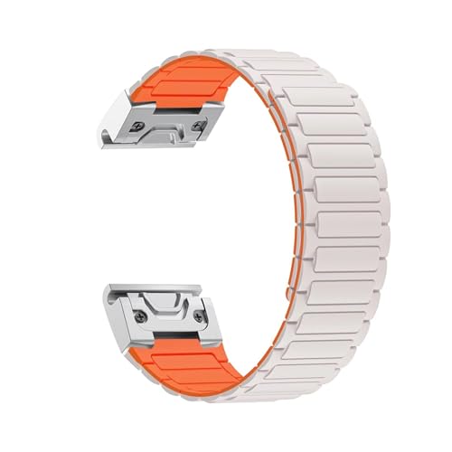 For Garmin Fenix8 51mm 7x 6x Forerunner 965 Silikonarmband(Starlight Orange Silver,26mm(Fenix 8 51mm)) von WUURAA