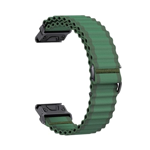 For Garmin Fenix8 8X 7 7X Pro 6 6X 5 5X Plus 47mm 51mm Instinctive 2 QuickFit Strap Ersatz 22mm 26mm Nylon Armband(Green,22mm(Fenix E 47mm)) von WUURAA