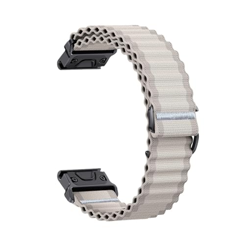 For Garmin Fenix8 8X 7 7X Pro 6 6X 5 5X Plus 47mm 51mm Instinctive 2 QuickFit Strap Ersatz 22mm 26mm Nylon Armband(Off-white,26mm(Fenix 8 51mm)) von WUURAA
