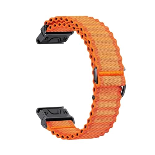 For Garmin Fenix8 8X 7 7X Pro 6 6X 5 5X Plus 47mm 51mm Instinctive 2 QuickFit Strap Ersatz 22mm 26mm Nylon Armband(Orange,26mm(Fenix 8 51mm)) von WUURAA