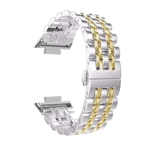 For Huawei Watch Fit 4 Pro Edelstahlarmband Armband for Huawei Watch Fit 4 3 Band Austauschbares Metallarmband(Silver gold,For fit 4 pro) von WUURAA