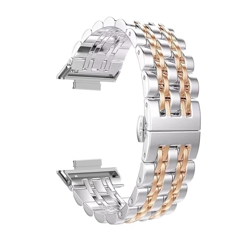 For Huawei Watch Fit 4 Pro Edelstahlarmband Armband for Huawei Watch Fit 4 3 Band Austauschbares Metallarmband(Silver rose gold,For fit 4 pro) von WUURAA