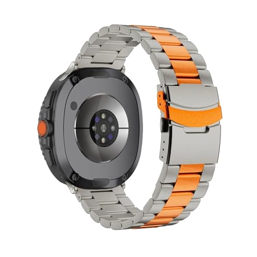 For Samsung Watch 8 44 40mm Classic 46mm Keine Lücken Titanarmband Correa for Galaxy Ultra 47mm Ersetztes Band(Titanium orange,For Galaxy 8Classic 46mm) von WUURAA