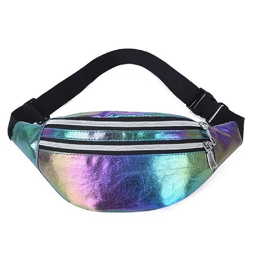 Frauen Holographische Taille Fanny Pack Gürtel Tasche Reise Hüfte Bum Brust Telefon Beutel Taille Tasche Für Frauen Schwarz von WUURAA