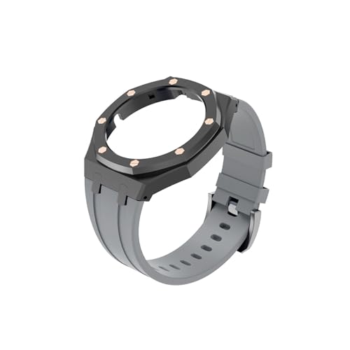 GT Cyber ​​Strap Kit Geeignet for Huawei GT Cyber ​​Watch Case WatchBand Edelstahl Lünette Armband Ersatzarmband Silikon Watch Case Strap (Color : Black shell gray tape) von WUURAA