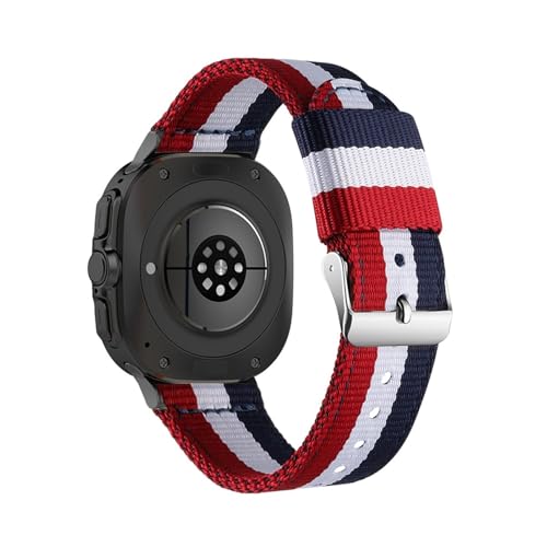 Geflochtenes Nylonarmband for Samsung Galaxy Watch7 Ultra-Armband, lückenloses gebogenes Endband for GALAXY Watch Ultra 47-mm-Armband(NO.2 Blue+white+red) von WUURAA