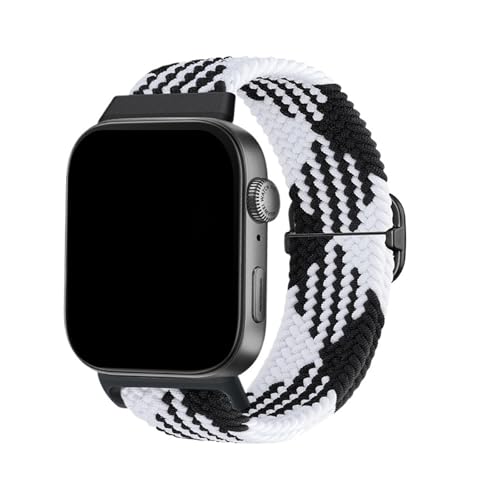 Gewebtes Nylonarmband for Huawei Watch Fit3 Fit4 Fit4Pro. Spezialisierte Anschlüsse. Band ersetzt atmungsaktives Sportarmband.(Black+white,For fit 3) von WUURAA