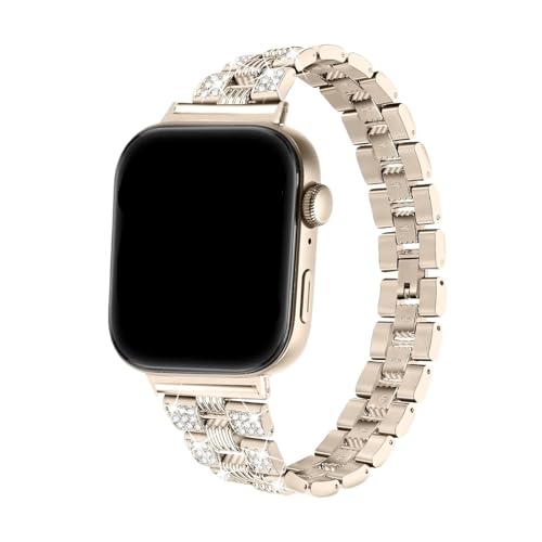 Glänzendes Band for Huawei Watch Fit3, Metallarmband for Huawei Watch Fit 4/4 Pro, austauschbares Modearmband(Champagne gold,For fit 4 pro) von WUURAA