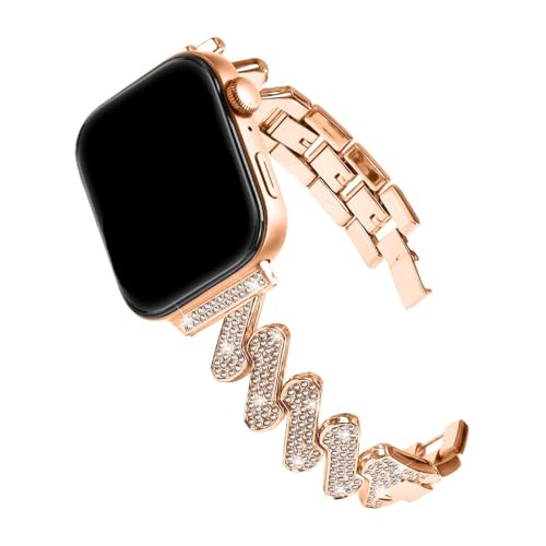 Glänzendes Edelstahlarmband for Huawei Watch Fit3 Fit4 Fit4Pro Ersetzen Sie das modische Metallarmband in Z-Form(Rose Gold,For fit 4) von WUURAA
