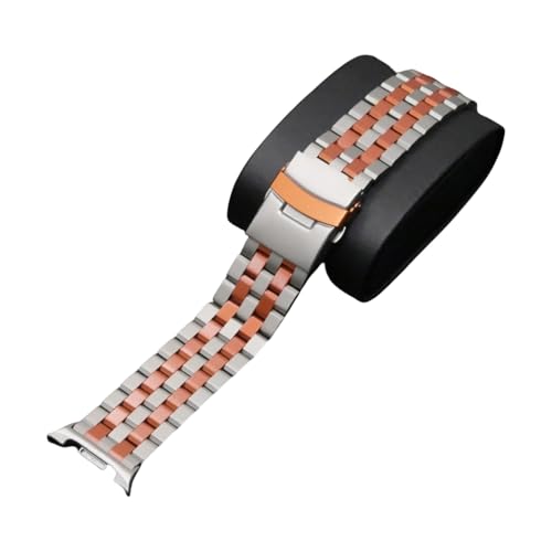 Glänzendes Trapezarmband aus Edelstahl for Samsung Galaxy Watch 8 40 44mm/8Classic 46mm, ersetztes Armband(Titanium Orange,For Watch 8Classic 46mm) von WUURAA