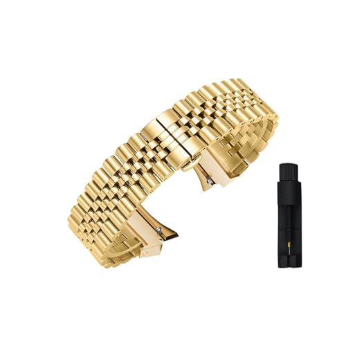 Keine Lücke. Passend for Samsung Galaxy Watch 5 Pro 45 mm, 4, 5, 6, 44 mm, 40 mm, Watch 4 Classic, 46 mm, 47 mm, Edelstahl, lückenloses Armband (Color : Gold tool, Size : For Watch 5 Pro 45mm) von WUURAA