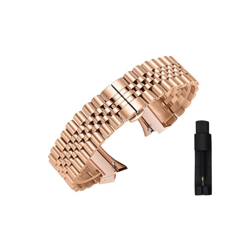 Keine Lücke. Passend for Samsung Galaxy Watch 5 Pro 45 mm, 4, 5, 6, 44 mm, 40 mm, Watch 4 Classic, 46 mm, 47 mm, Edelstahl, lückenloses Armband (Color : Rose gold tool, Size : For Watch 5 Pro 45mm) von WUURAA