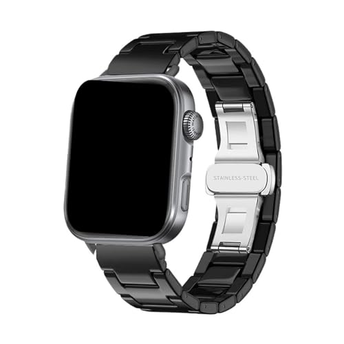 Keramik-Metall-Schmetterlingsschnalle for Huawei Watch Fit3 Fit4 Fit4Pro Männer Frauen ersetzen Armband Correa(NO.1 black,For Fit 4 Pro) von WUURAA