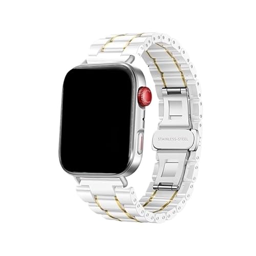 Keramik-Metall-Schmetterlingsschnalle for Huawei Watch Fit3 Fit4 Fit4Pro Männer Frauen ersetzen Armband Correa(White gold,For Fit 4 Pro) von WUURAA