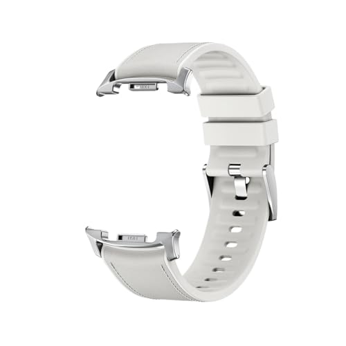 Leder-Silikonarmband for Samsung Galaxy Watch 8 40 44MM/Classic 46MM, lückenloses Band for Galaxy Ultra 47mm, Ersatzarmband(Beige,For Watch 8 44mm) von WUURAA