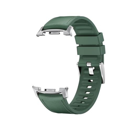 Leder-Silikonarmband for Samsung Galaxy Watch 8 40 44MM/Classic 46MM, lückenloses Band for Galaxy Ultra 47mm, Ersatzarmband(Green,For Watch 8 44mm) von WUURAA
