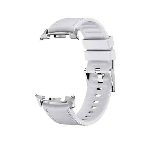 Leder-Silikonarmband for Samsung Galaxy Watch 8 40 44MM/Classic 46MM, lückenloses Band for Galaxy Ultra 47mm, Ersatzarmband(Light Gray,For Watch 8 Classic) von WUURAA