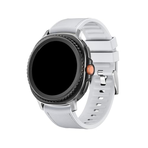 Leder-Silikonband Edelstahl-Anschluss for Samsung Galaxy Watch 8 40mm 44mm 8Classic 46mm Armband(Gray,For Galaxy 8 44mm) von WUURAA