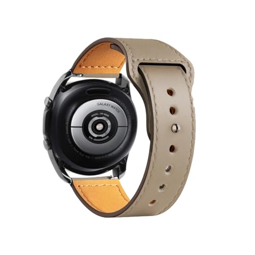 Leder armband for Samsung Galaxy uhr 6/5/pro/4/Classic/Aktive 2 20mm 22mm armband correa for huawei uhr gt 4-2-3 pro band (Color : Apricot 3, Size : 20mm watch band) von WUURAA