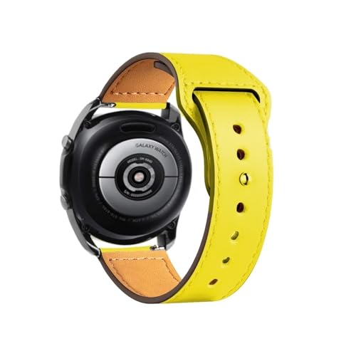 Leder armband for Samsung Galaxy uhr 6/5/pro/4/Classic/Aktive 2 20mm 22mm armband correa for huawei uhr gt 4-2-3 pro band (Color : Yellow 15, Size : 20mm watch band) von WUURAA