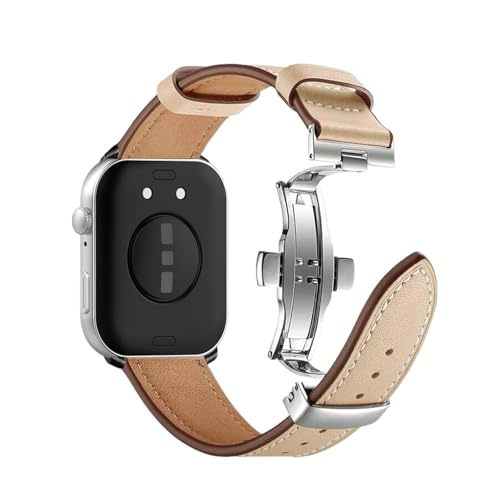 Lederarmband for Huawei Watch Fit 4/3, bequemes, atmungsaktives Armband for Huawei Watch Fit 4 Pro, austauschbares Armband(Apricot 1,For Fit 3) von WUURAA
