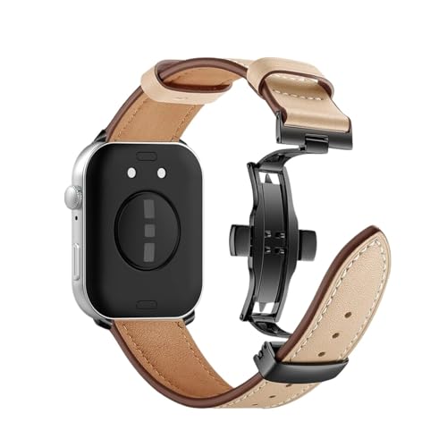 Lederarmband for Huawei Watch Fit 4/3, bequemes, atmungsaktives Armband for Huawei Watch Fit 4 Pro, austauschbares Armband(Apricot 2,For fit 4 pro) von WUURAA