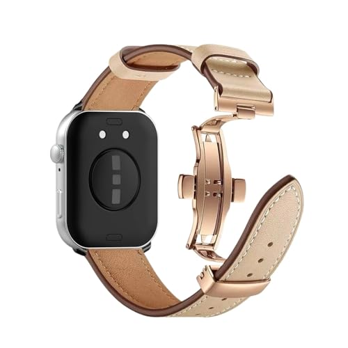 Lederarmband for Huawei Watch Fit 4/3, bequemes, atmungsaktives Armband for Huawei Watch Fit 4 Pro, austauschbares Armband(Apricot 3,For fit 4) von WUURAA