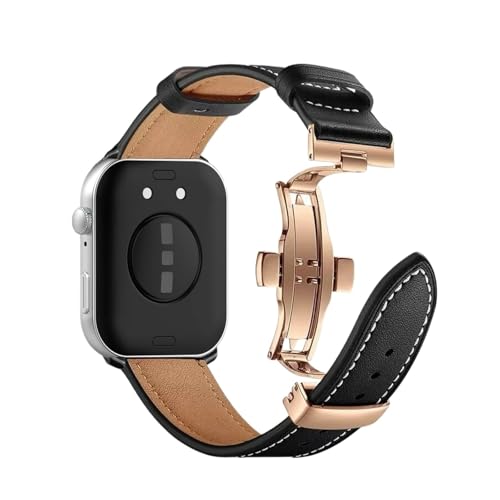 Lederarmband for Huawei Watch Fit 4/3, bequemes, atmungsaktives Armband for Huawei Watch Fit 4 Pro, austauschbares Armband(Black 3,For fit 4 pro) von WUURAA
