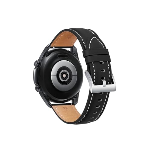 Lederarmband for Samsung Galaxy Watch 3 45 mm 41 mm Armband Uhrenarmbänder for Galaxy Watch 3 Tragbares Zubehör (Color : Black, Size : 45mm) von WUURAA