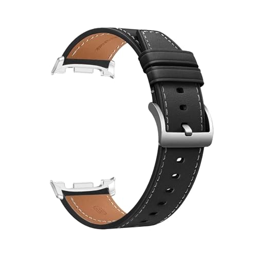 Lederarmband for Samsung Galaxy Watch8 Ultra 2, Schnellverschlussband for Samsung Galaxy 8 40 44mm, Classic 46mm Armband(Silver Black,For Watch 8Classic 46mm) von WUURAA