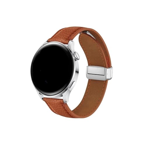Lederarmband passend for Samsung Watch 4/5/6 40 mm 44 mm 5 Pro 45 mm Magnetschnalle for Galaxy Watch 6/4 Classic 43 mm/47 mm 42 mm/46 mm Band (Color : Light Brown, Size : For Galaxy Watch 4 40 44) von WUURAA