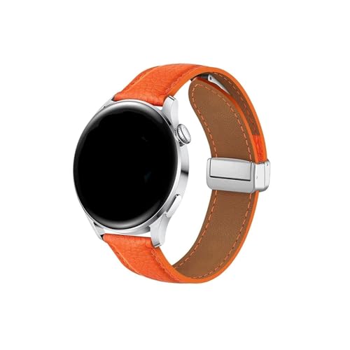 Lederarmband passend for Samsung Watch 4/5/6 40 mm 44 mm 5 Pro 45 mm Magnetschnalle for Galaxy Watch 6/4 Classic 43 mm/47 mm 42 mm/46 mm Band (Color : Orange, Size : 20mm) von WUURAA